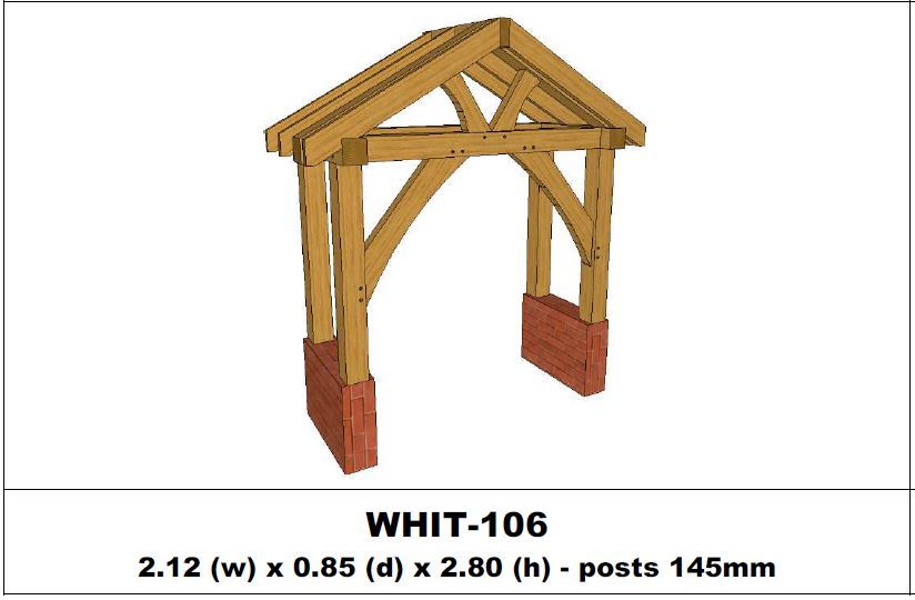 European Oak Porch Kits - 2.12m x 0.85m x 2.80m - (WHIT-106)
