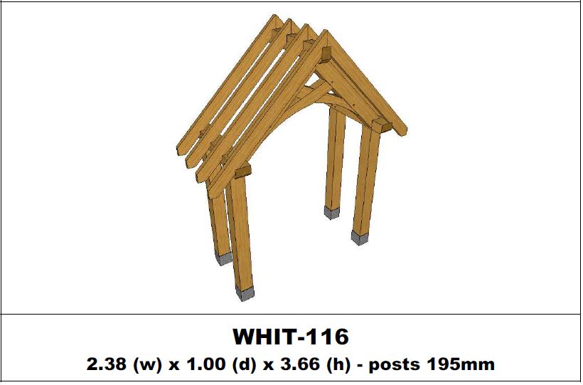 European Oak Porch Kits - 2.38m x 1.00m x 3.66m - (WHIT-116)