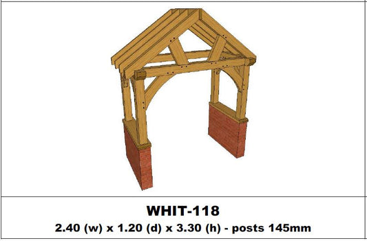 European Oak Porch Kits - 2.40m x 1.20m x 3.30m - (WHIT-118)