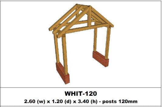 European Oak Porch Kits - 2.60m x 1.20m x 3.40m - (WHIT-120)
