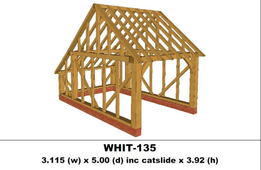 European Oak Garage 1 Bay (Gable End With Catslide) Kit - (WHIT-135)