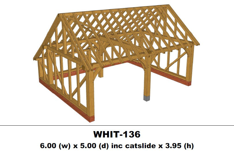 European Oak Garage 2 Bay (Gable End With Catslide) Kit - (WHIT-136)