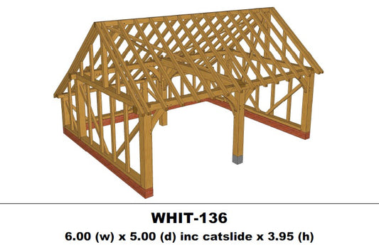 European Oak Garage 2 Bay (Gable End With Catslide) Kit - (WHIT-136)