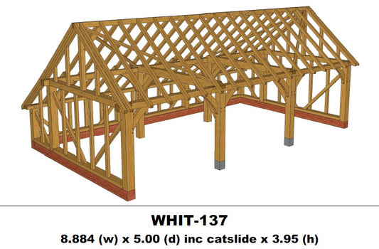 European Oak Garage 3 Bay (Gable End With Catslide) Kit - (WHIT-137)