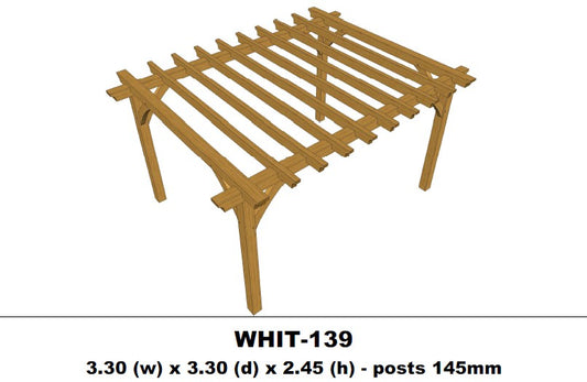 European Oak Pergola - 3.30m x 3.30m x 2.45m (WHIT-139)