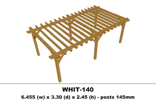 European Oak Pergola - 6.455m x 3.30m x 2.45m (WHIT-140)