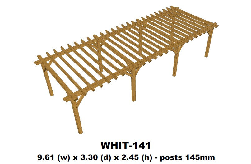 European Oak Pergola - 9.61m x 3.30m x 2.45m (WHIT-141)