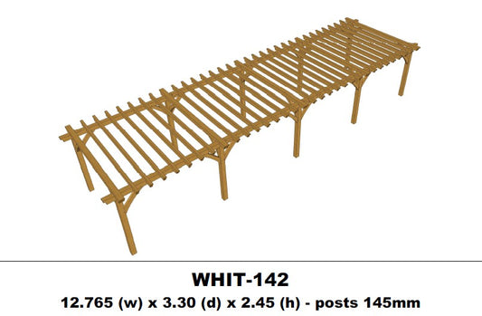 European Oak Pergola - 12.765m x 3.30m x 2.45m (WHIT-142)