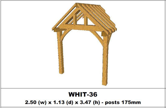 European Oak Porch Kits - 2.50m x 1.13m x 3.47m - (WHIT-36)