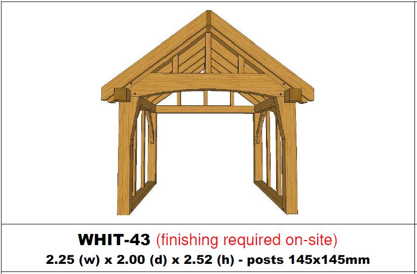 European Oak Porch Kits - 2.25m x 2.00m x 2.52m - (WHIT-43)