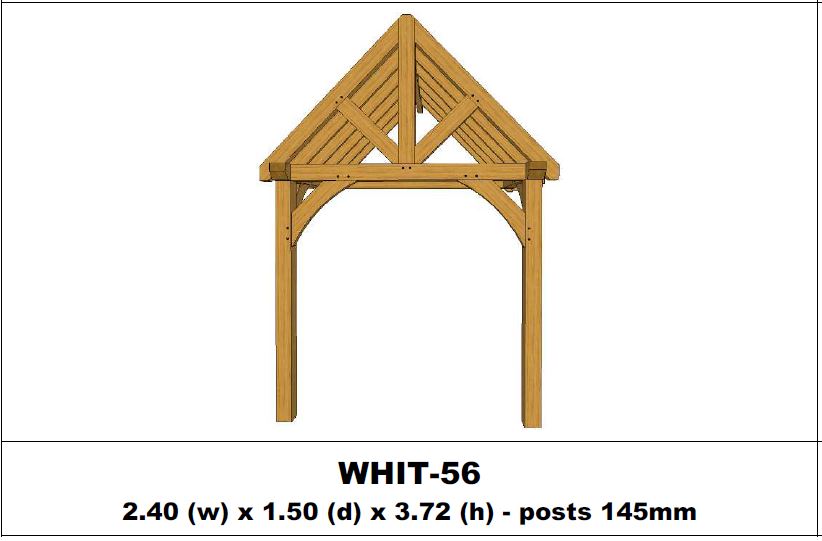 European Oak Porch Kits - 2.40m x 1.50m x 3.72m - (WHIT-56)