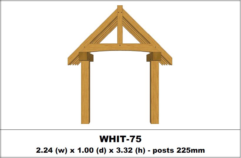 European Oak Porch Kits - 2.24m x 1.00m x 3.32m - (WHIT-75)