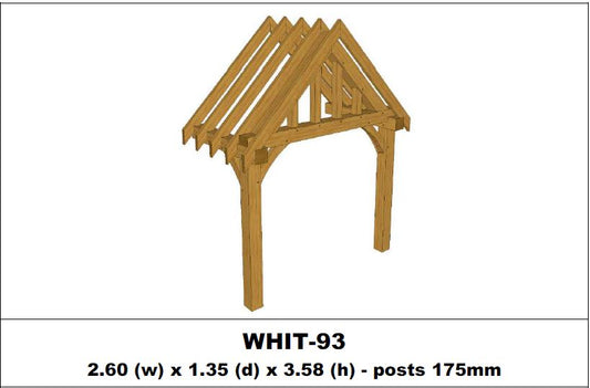 European Oak Porch Kits - 2.60m x 1.35m x 3.58m - (WHIT-93)