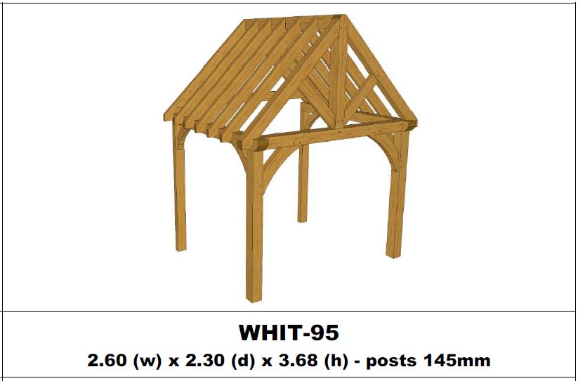 European Oak Porch Kits - 2.60m x 2.30m x 3.68m - (WHIT-95)