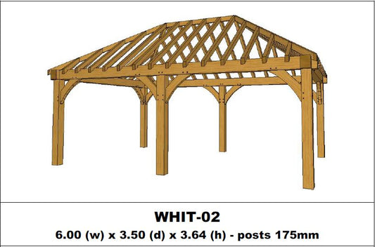 Stunning Green Oak Gazebo Kit -  6.00m x 3.50m x 3.64m (WHIT-02)