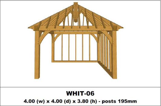 Stunning Green Oak Gazebo Kit -  4.00m x 4.00m x 3.80m (WHIT-06)