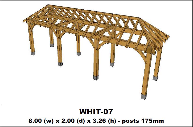 Stunning Green Oak Gazebo Kit - 8.00m x 2.00m x 3.26m (WHIT-07)