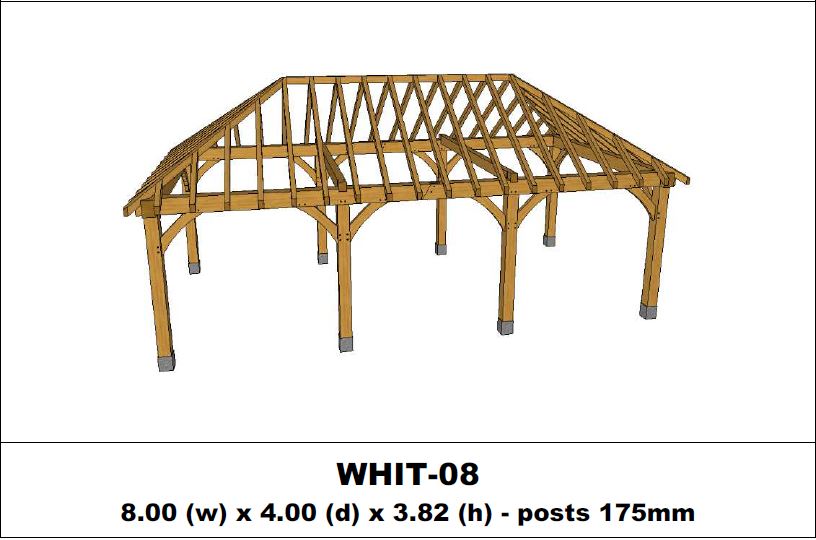 Stunning Green Oak Gazebo Kit - 8.00m x 4.00m x 3.82m (WHIT-08)