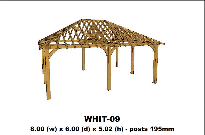 Stunning Green Oak Gazebo Kit - 8.00m x 6.00m x 5.02m (WHIT-09)