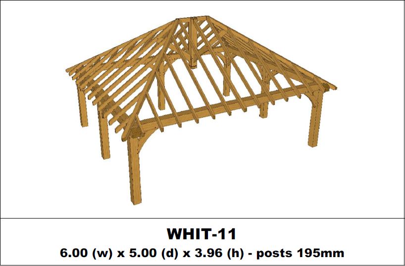 Stunning Green Oak Gazebo Kit - 6.00m x 5.00m x 3.96m (WHIT-11)