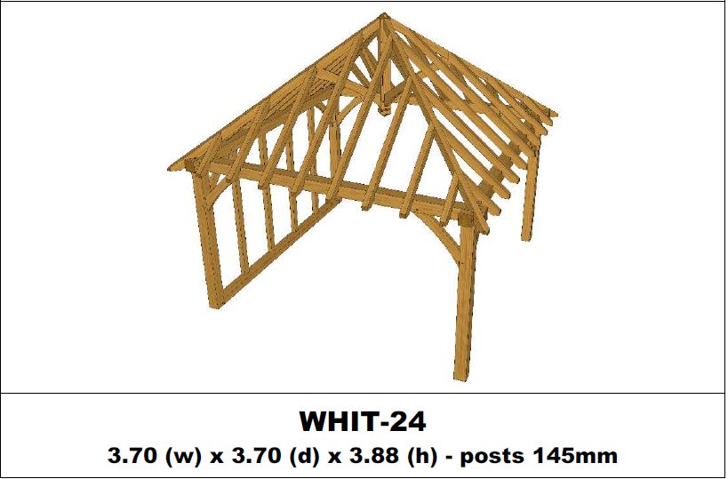 Stunning Green Oak Gazebo Kit - 3.70m x 3.70m x 3.88m (WHIT-24)