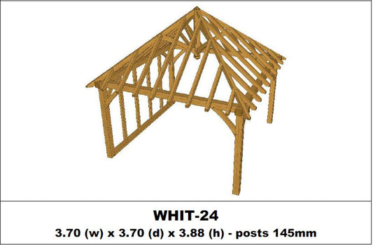 Stunning Green Oak Gazebo Kit -  3.70m x 3.70m x 3.88m (WHIT-24)