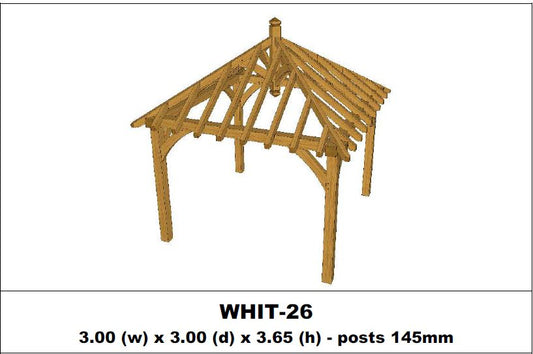 Stunning Green Oak Gazebo Kit -  3.00m x 3.00m x 3.65m (WHIT-26)