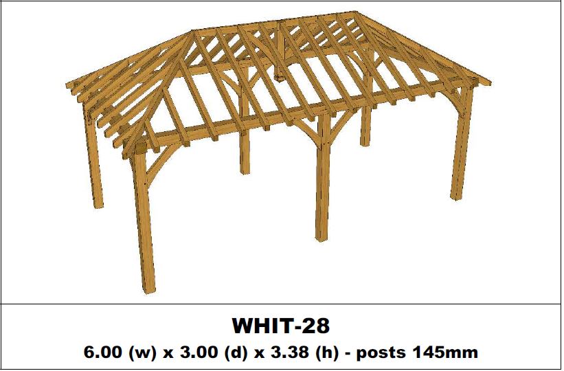 Stunning Green Oak Gazebo Kit - 6.00m x 3.00m x 3.38m (WHIT-28)