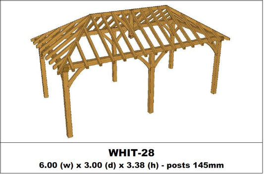 Stunning Green Oak Gazebo Kit -  6.00m x 3.00m x 3.38m (WHIT-28)