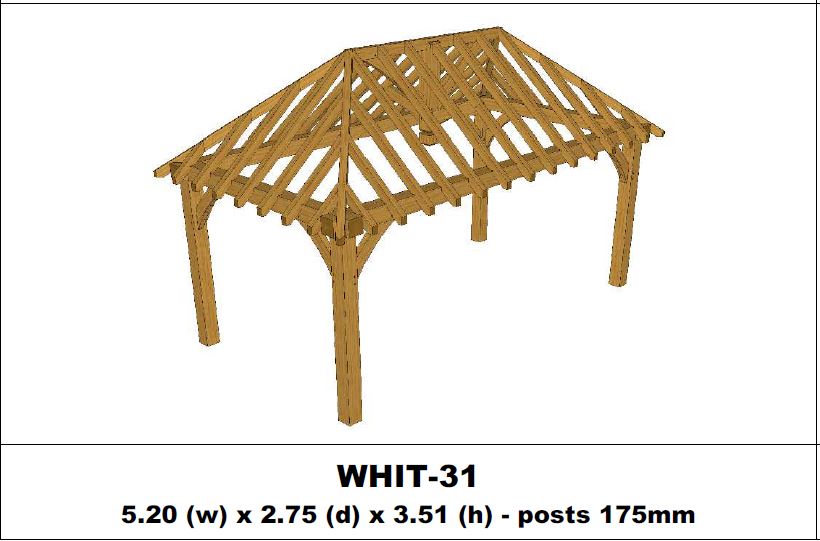 Stunning Green Oak Gazebo Kit - 5.20m x 2.75m x 3.51m (WHIT-31)