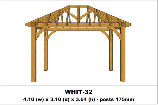 Stunning Green Oak Gazebo Kit -  4.10m x 3.10m x 3.64m (WHIT-32)