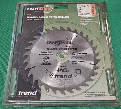 TREND CSB/18430A Craft Combination Saw Blade 184mm dia. X 30 Teeth X 30mm Bore X 2.6mm Kerf