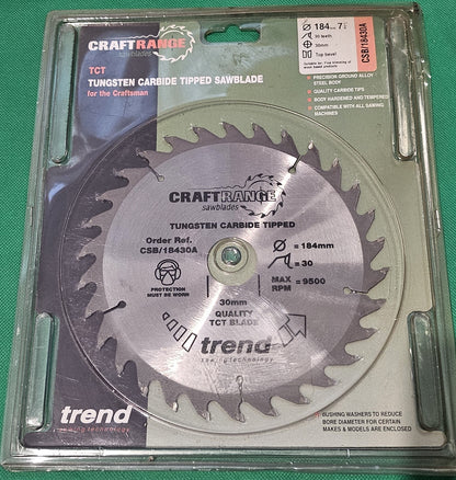 TREND CSB/18430A Craft Combination Saw Blade 184mm dia. X 30 Teeth X 30mm Bore X 2.6mm Kerf