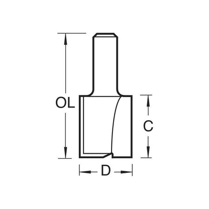 TREND 4/25X1/4TC TWO FLUTE CUTTER 17MM DIA. X 25MM CUT