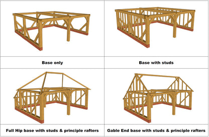 European Oak Garage 3 Bay (Full Hip with Catslide) Kit - (WHIT-133)