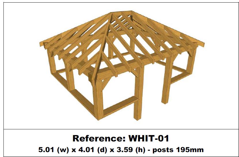 Stunning Green Oak Gazebo Kit -  5.01m x 4.01m x 3.59m (WHIT-01)