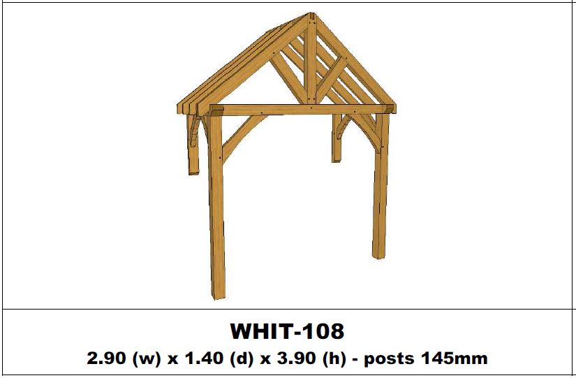 European Oak Porch Kits - 2.90m x 1.40m x 3.90m - (WHIT-108)