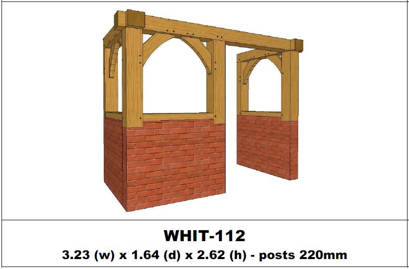 European Oak Porch Kits - 3.23m x 1.64m x 2.62m - (WHIT-112)