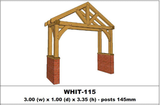 European Oak Porch Kits - 3.00m x 1.00m x 3.35m - (WHIT-115)