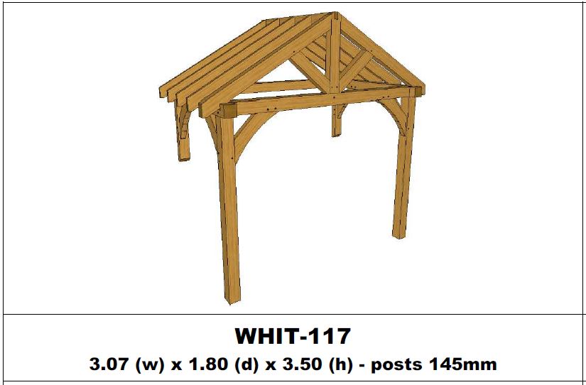 European Oak Porch Kits - 3.07m x 1.80m x 3.50m - (WHIT-117)