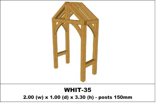 European Oak Porch Kits - 2.00m x 1.0m x 3.30m - (WHIT-35)