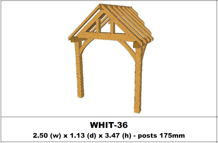 European Oak Porch Kits - 2.50m x 1.13m x 3.47m - (WHIT-36)