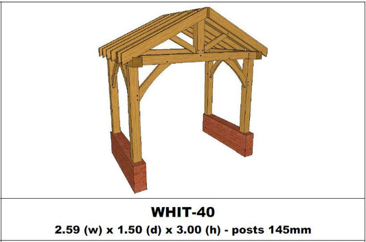 European Oak Porch Kits - 2.59m x 1.50m x 3.00m - (WHIT-40)