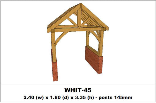 European Oak Porch Kits - 2.40m x 1.80m x 3.35m - (WHIT-45)