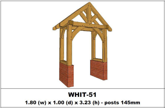 European Oak Porch Kits - 1.80m x 1.00m x 3.23m - (WHIT-51)