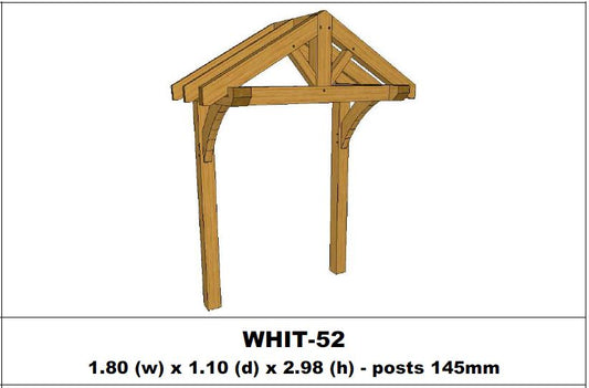 European Oak Porch Kits - 1.80m x 1.10m x 2.98m - (WHIT-52)