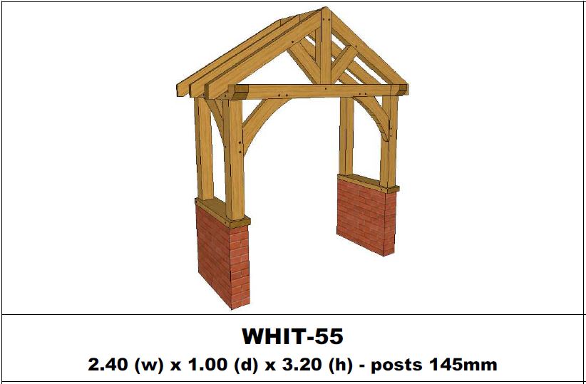 European Oak Porch Kits - 2.40m x 1.00m x 3.20m - (WHIT-55)