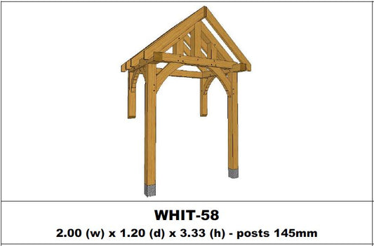 European Oak Porch Kits - 2.00m x 1.20m x 3.33m - (WHIT-58)