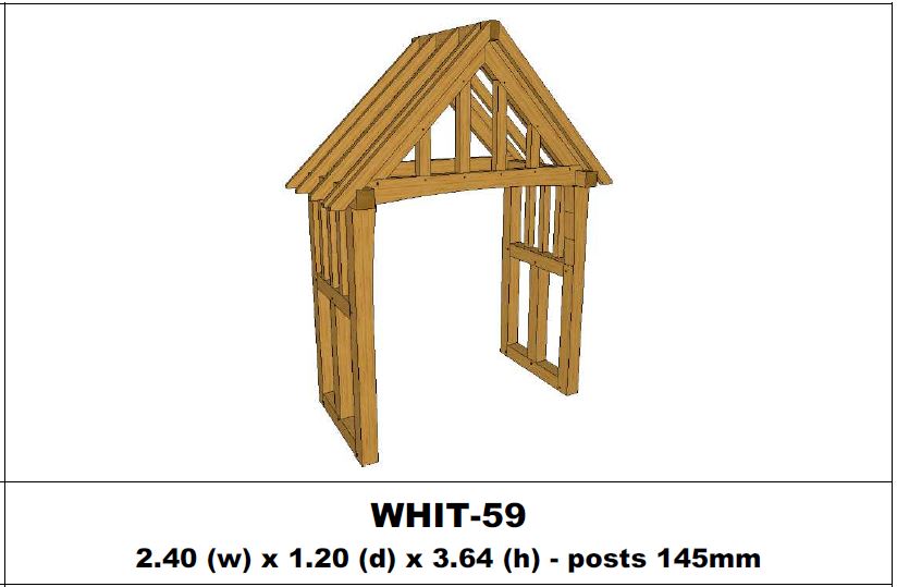 European Oak Porch Kits - 2.40m x 1.20m x 3.64m - (WHIT-59)