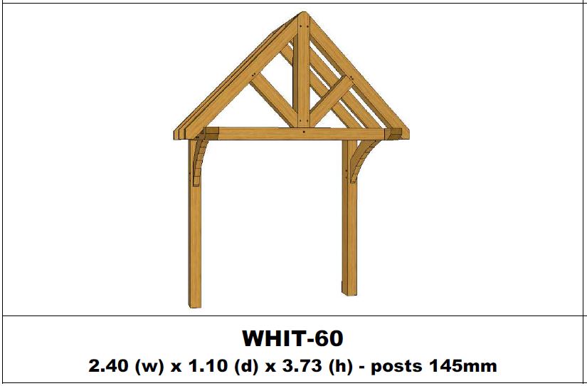 European Oak Porch Kits - 2.40m x 1.10m x 3.73m - (WHIT-60)